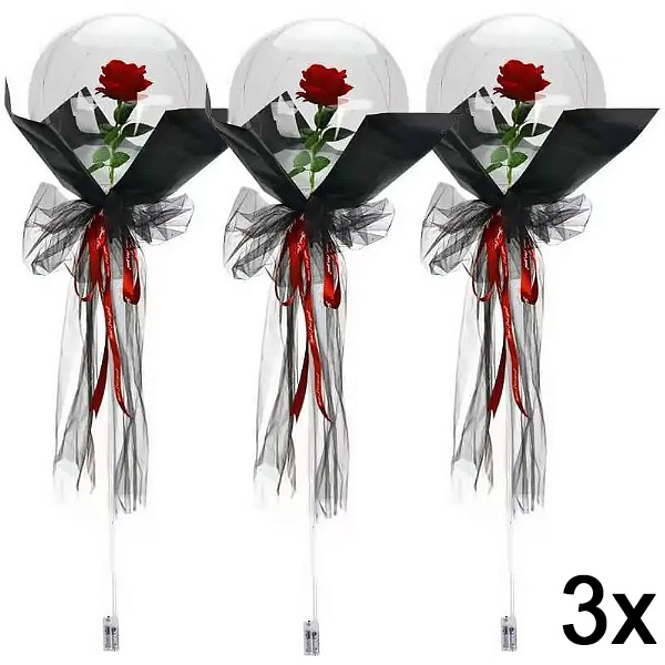 3x LED balón s ružou pre nezabudnuteľné chvíle | LOVEBALLOON