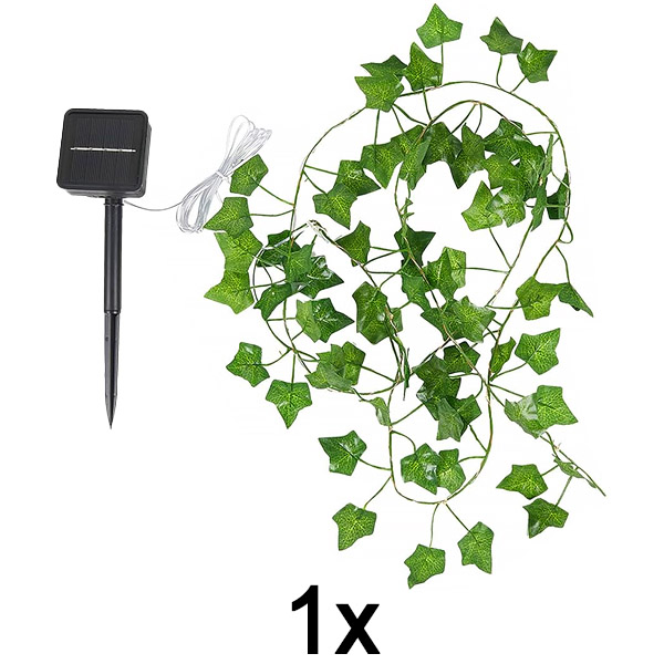 1x Solárne rozprávkové svetlá s umelými listami brečtanu (5 m) | LEAFGLO